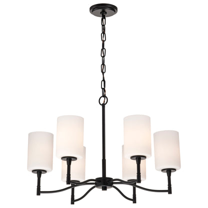 Nuvo 60-8216 Liam, 6 Light Chandelier, Matte Black