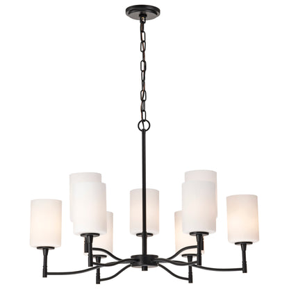Nuvo 60-8219 Liam, 9 Light Chandelier, Matte Black