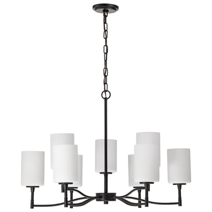 Nuvo 60-8219 Liam, 9 Light Chandelier, Matte Black
