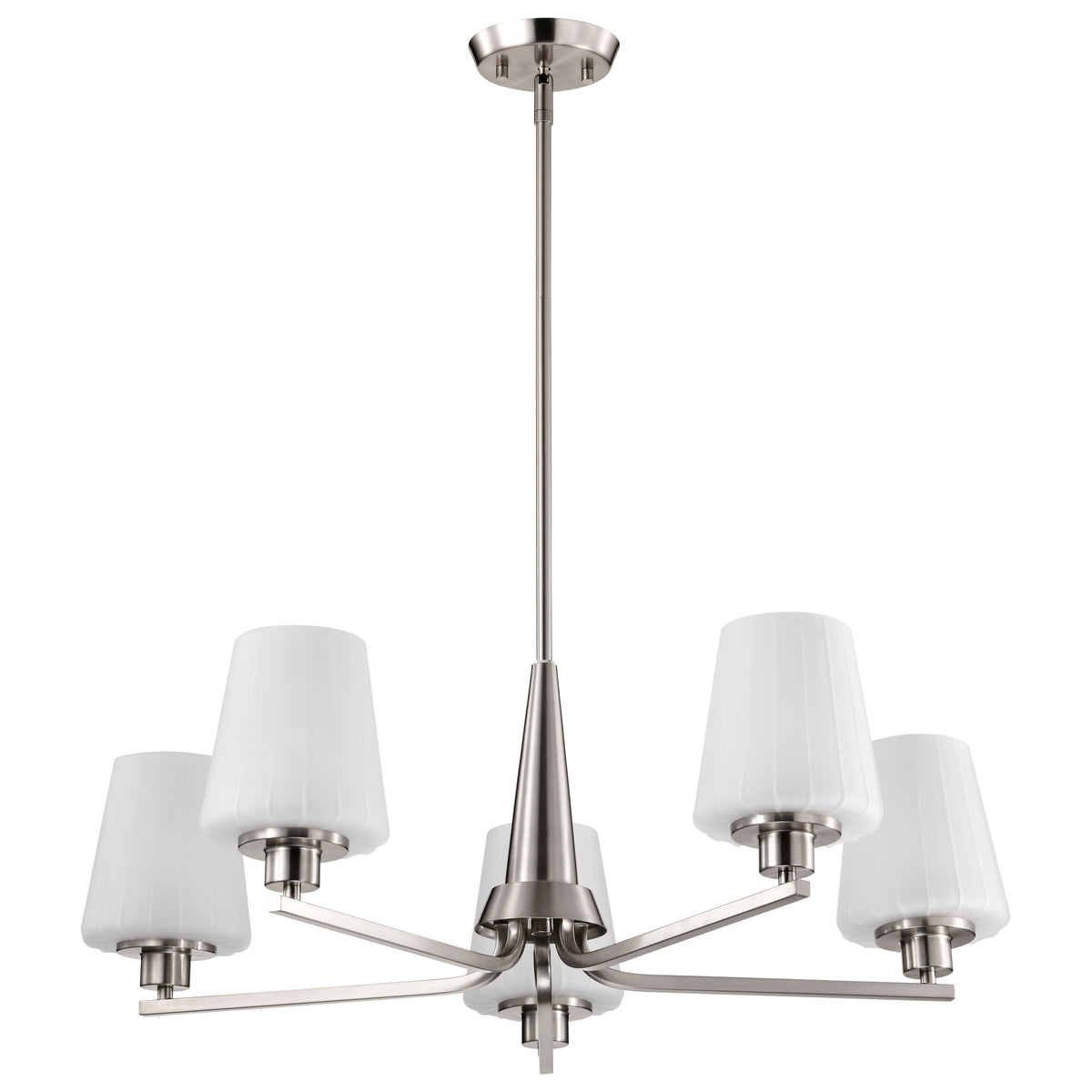 Nuvo 60-8225 Lune, 5 Light Chandelier, Brushed Nickel Finish