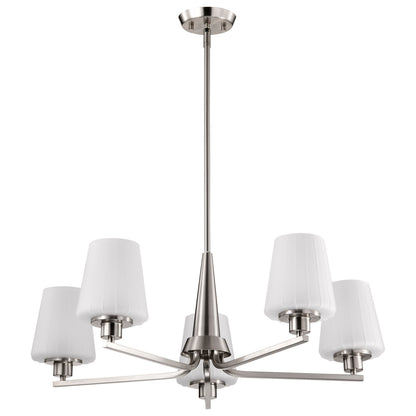 Nuvo 60-8225 Lune, 5 Light Chandelier, Brushed Nickel Finish