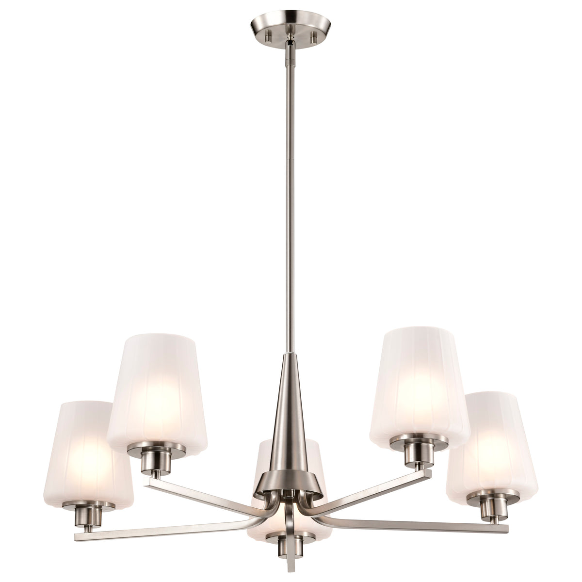Nuvo 60-8225 Lune, 5 Light Chandelier, Brushed Nickel Finish