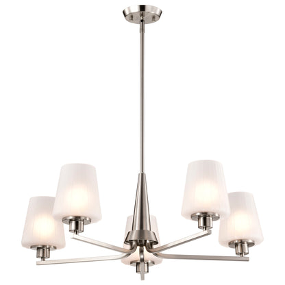 Nuvo 60-8225 Lune, 5 Light Chandelier, Brushed Nickel Finish