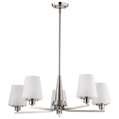 Nuvo 60-8225 Lune, 5 Light Chandelier, Brushed Nickel Finish