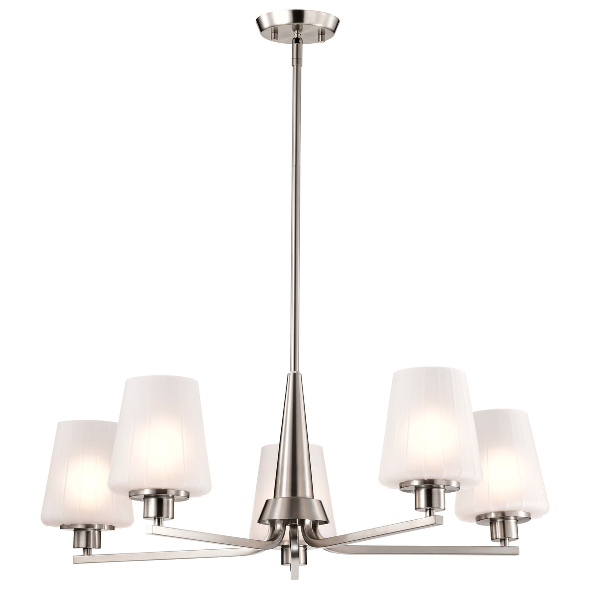 Nuvo 60-8225 Lune, 5 Light Chandelier, Brushed Nickel Finish