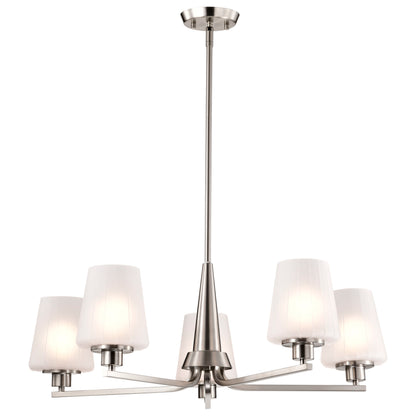 Nuvo 60-8225 Lune, 5 Light Chandelier, Brushed Nickel Finish