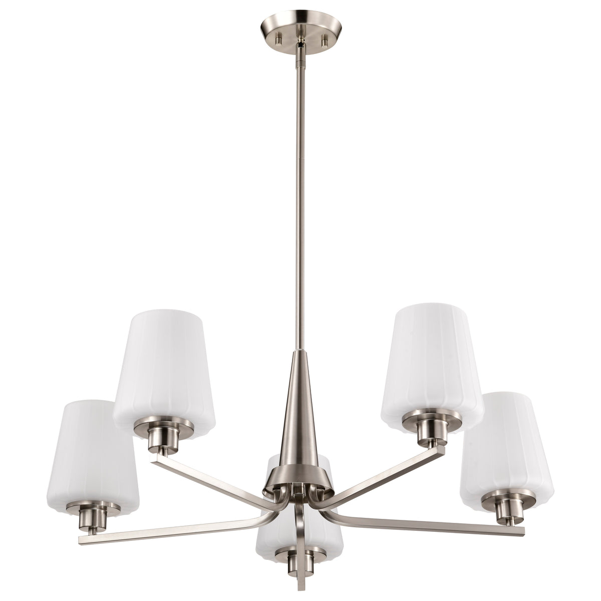 Nuvo 60-8225 Lune, 5 Light Chandelier, Brushed Nickel Finish