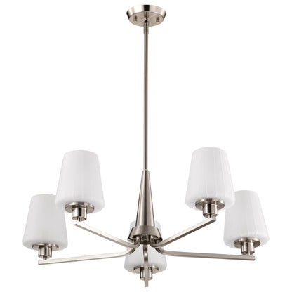 Nuvo 60-8225 Lune, 5 Light Chandelier, Brushed Nickel Finish