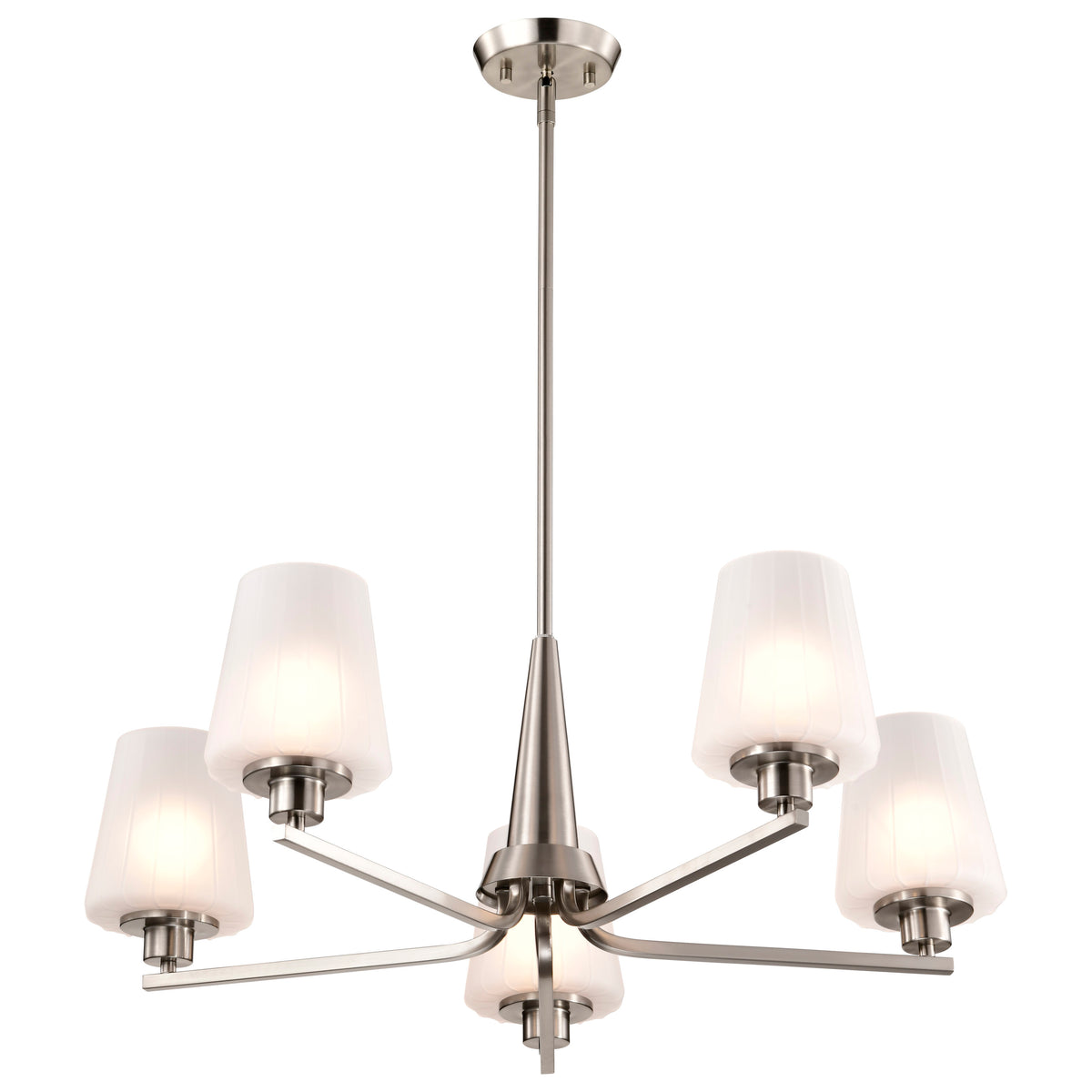 Nuvo 60-8225 Lune, 5 Light Chandelier, Brushed Nickel Finish