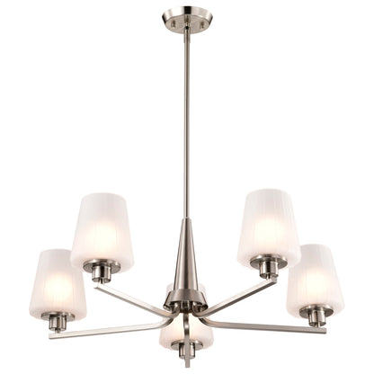 Nuvo 60-8225 Lune, 5 Light Chandelier, Brushed Nickel Finish