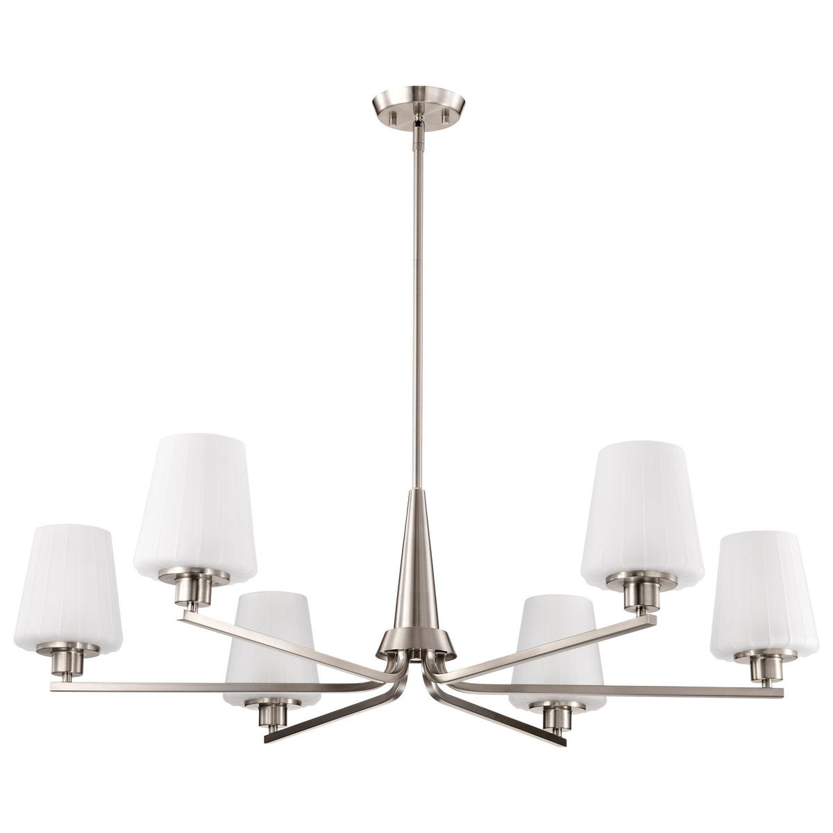 Nuvo 60-8226 Lune, 6 Light Chandelier, Brushed Nickel Finish
