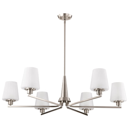 Nuvo 60-8226 Lune, 6 Light Chandelier, Brushed Nickel Finish