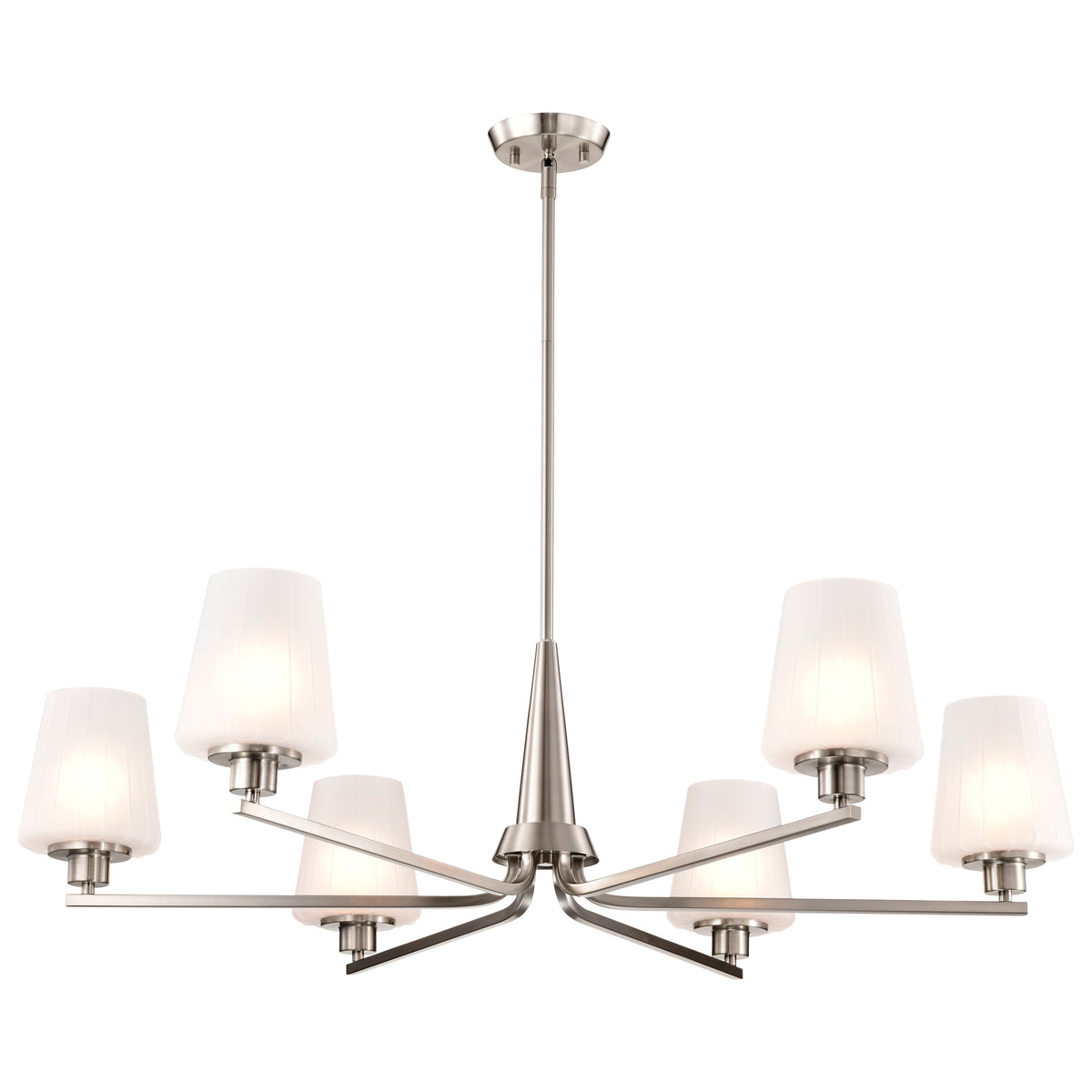Nuvo 60-8226 Lune, 6 Light Chandelier, Brushed Nickel Finish