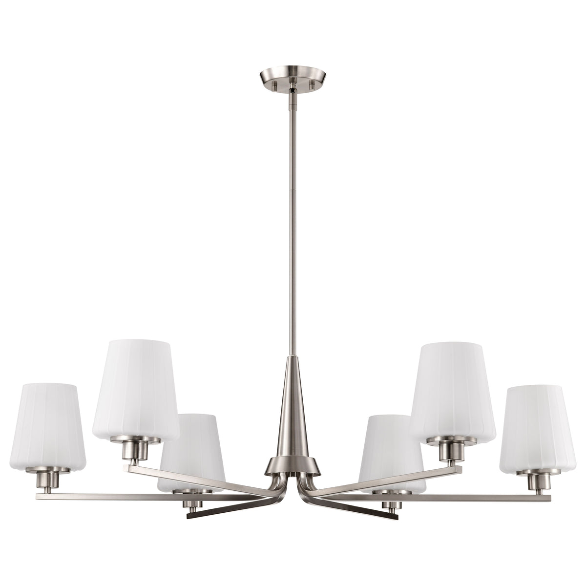 Nuvo 60-8226 Lune, 6 Light Chandelier, Brushed Nickel Finish
