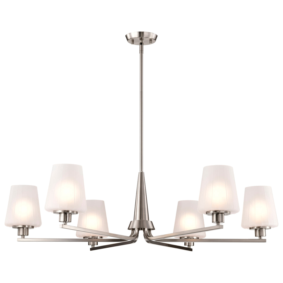 Nuvo 60-8226 Lune, 6 Light Chandelier, Brushed Nickel Finish