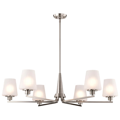 Nuvo 60-8226 Lune, 6 Light Chandelier, Brushed Nickel Finish