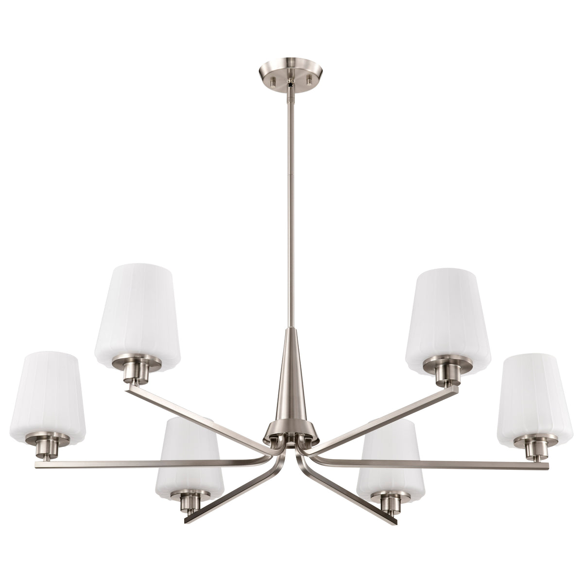 Nuvo 60-8226 Lune, 6 Light Chandelier, Brushed Nickel Finish