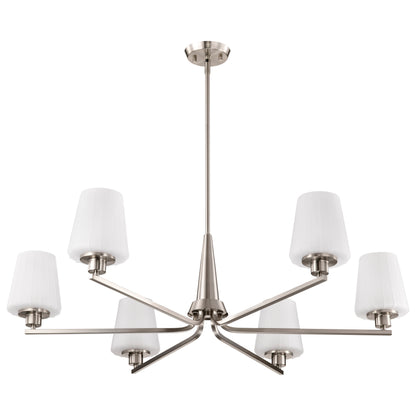 Nuvo 60-8226 Lune, 6 Light Chandelier, Brushed Nickel Finish