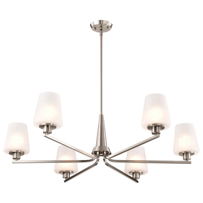 Nuvo 60-8226 Lune, 6 Light Chandelier, Brushed Nickel Finish