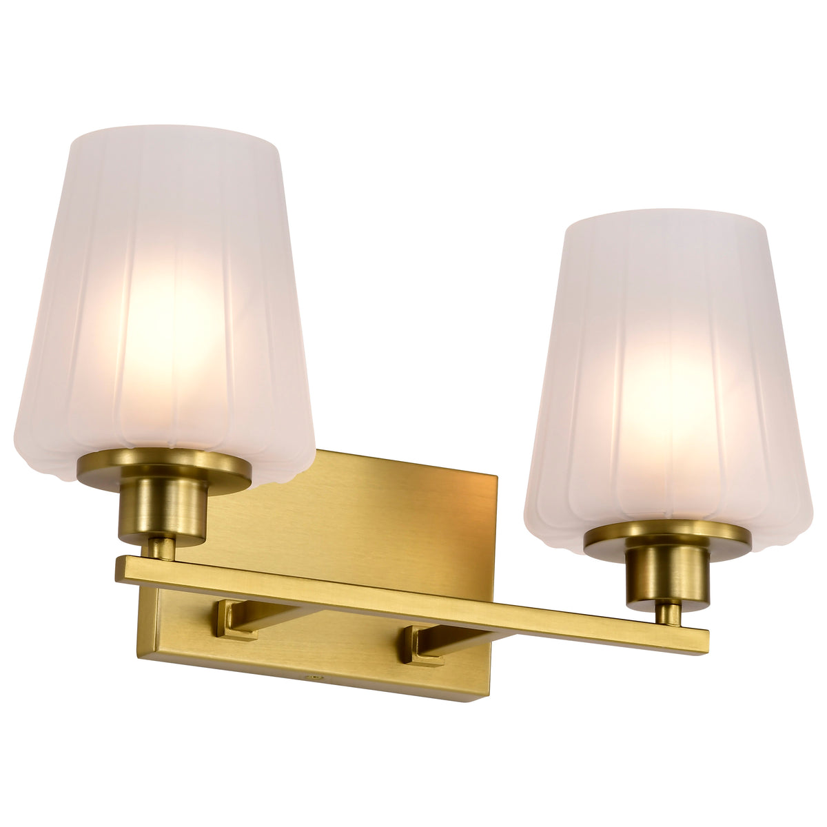 Nuvo 60-8232 Lune, 2 Light Vanity, Vintage Brass Finish
