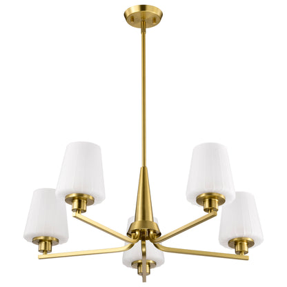 Nuvo 60-8235 Lune, 5 Light Chandelier, Vintage Brass Finish