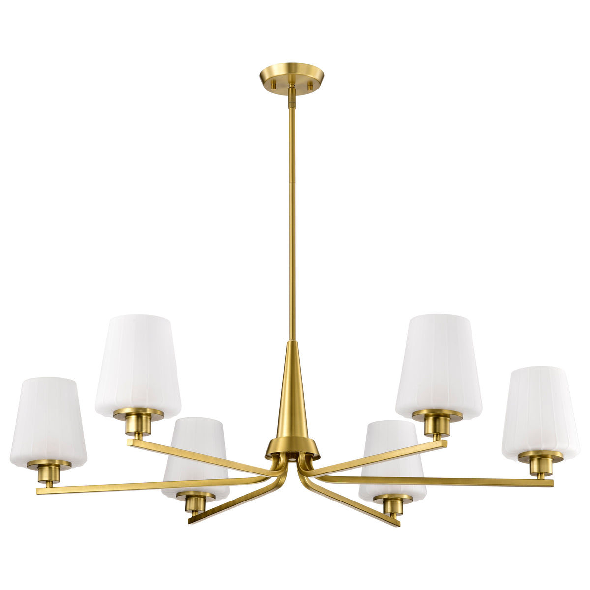 Nuvo 60-8236 Lune, 6 Light Chandelier, Vintage Brass Finish