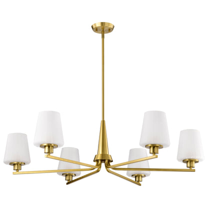 Nuvo 60-8236 Lune, 6 Light Chandelier, Vintage Brass Finish