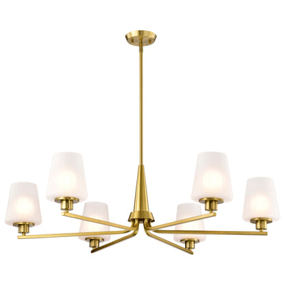 Nuvo 60-8236 Lune, 6 Light Chandelier, Vintage Brass Finish