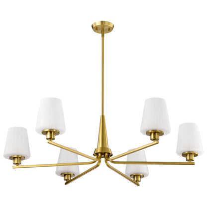 Nuvo 60-8236 Lune, 6 Light Chandelier, Vintage Brass Finish