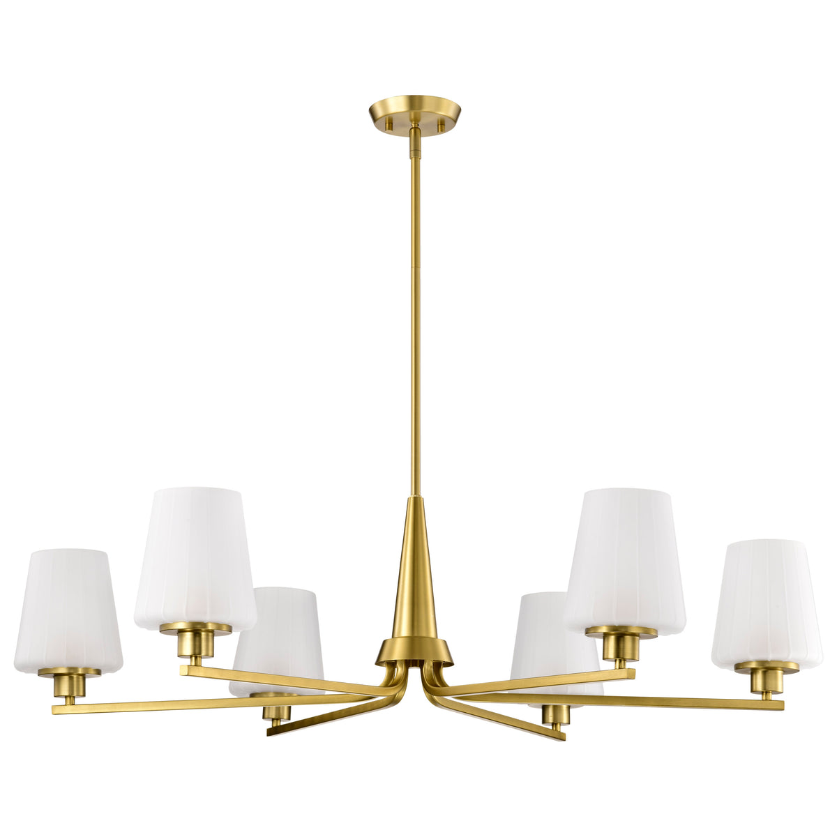Nuvo 60-8236 Lune, 6 Light Chandelier, Vintage Brass Finish