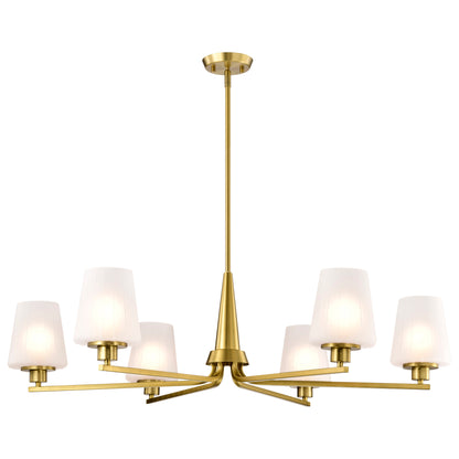Nuvo 60-8236 Lune, 6 Light Chandelier, Vintage Brass Finish