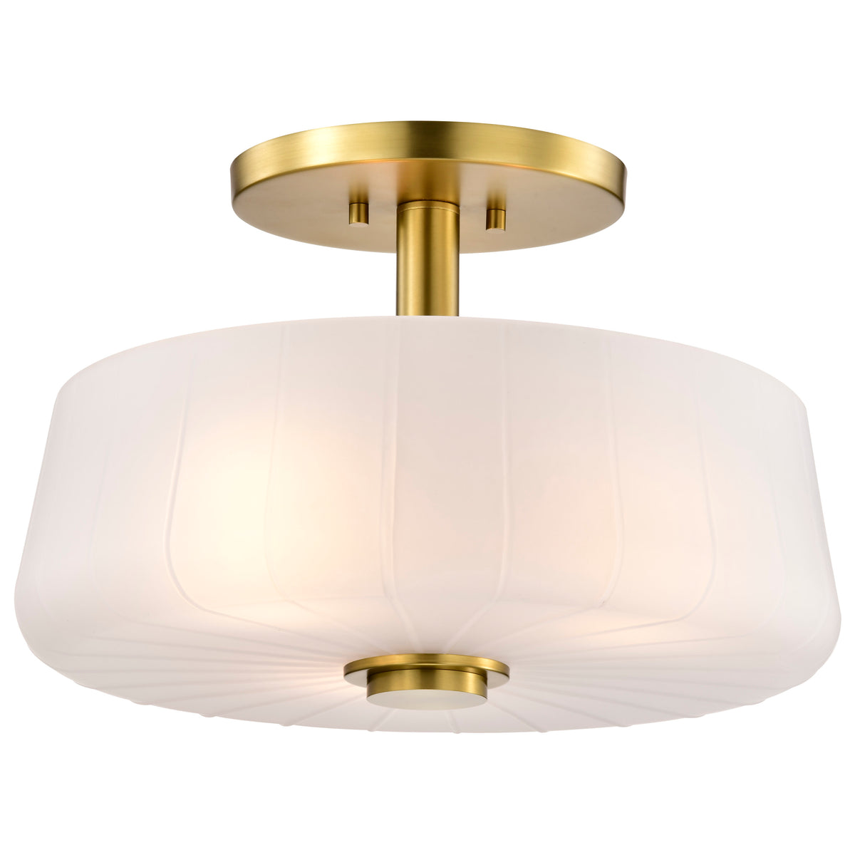 Nuvo 60-8239 Lune, 3 Light Semi-Flush, Vintage Brass Finish