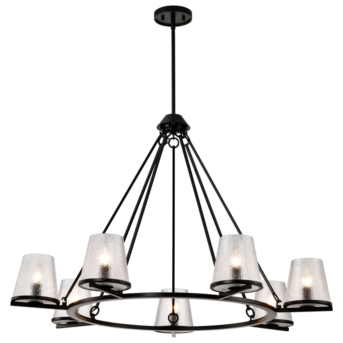 Nuvo 60-8259 Valentine, 7 Light Chandelier, Black Finish