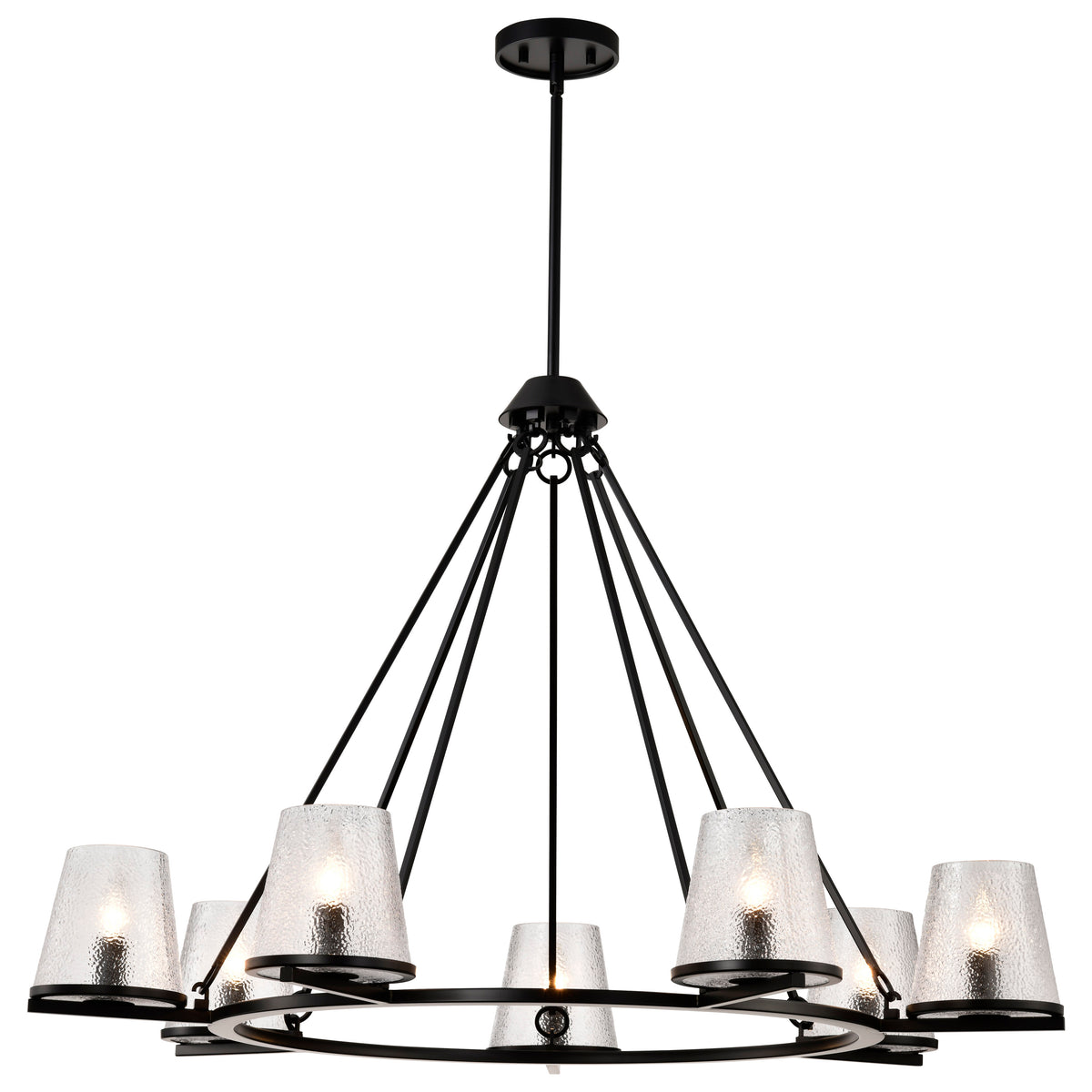 Nuvo 60-8259 Valentine, 7 Light Chandelier, Black Finish