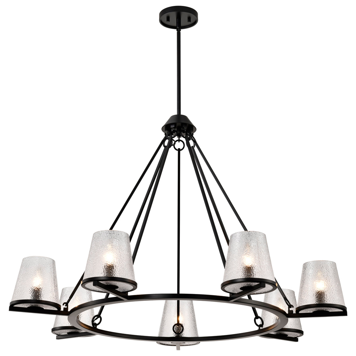 Nuvo 60-8259 Valentine, 7 Light Chandelier, Black Finish