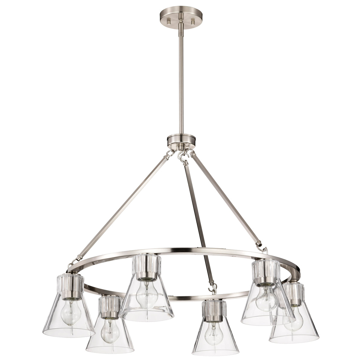 Nuvo 60-8335 Gianna, 6 Light Chandelier, Brushed Nickel Finish