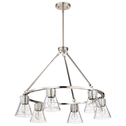 Nuvo 60-8335 Gianna, 6 Light Chandelier, Brushed Nickel Finish