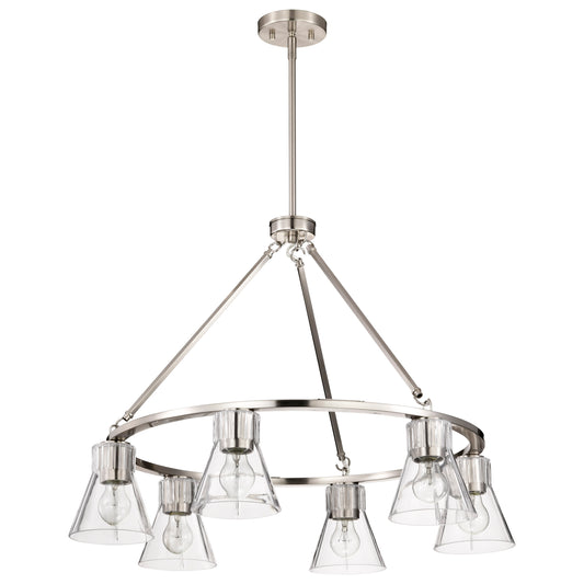 Nuvo 60-8335 Gianna, 6 Light Chandelier, Brushed Nickel Finish