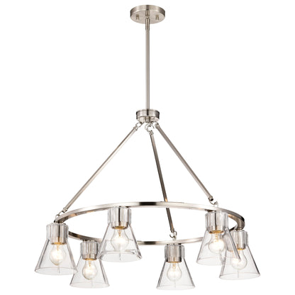 Nuvo 60-8335 Gianna, 6 Light Chandelier, Brushed Nickel Finish