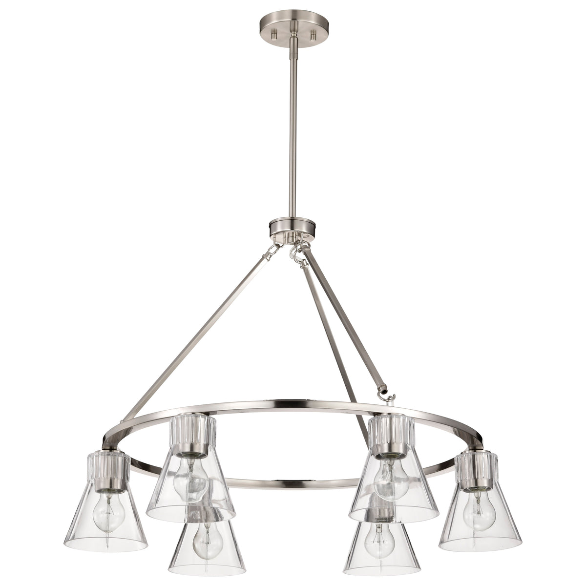 Nuvo 60-8335 Gianna, 6 Light Chandelier, Brushed Nickel Finish