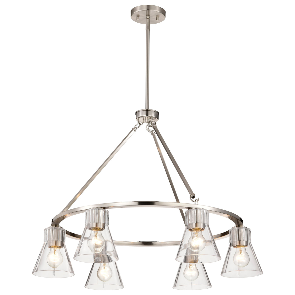 Nuvo 60-8335 Gianna, 6 Light Chandelier, Brushed Nickel Finish