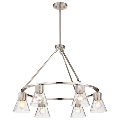 Nuvo 60-8335 Gianna, 6 Light Chandelier, Brushed Nickel Finish
