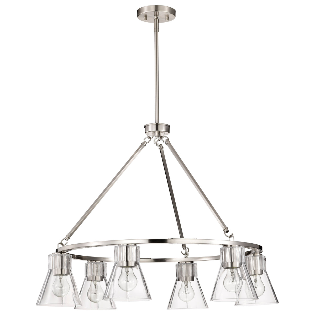 Nuvo 60-8335 Gianna, 6 Light Chandelier, Brushed Nickel Finish