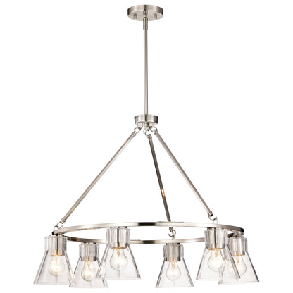 Nuvo 60-8335 Gianna, 6 Light Chandelier, Brushed Nickel Finish