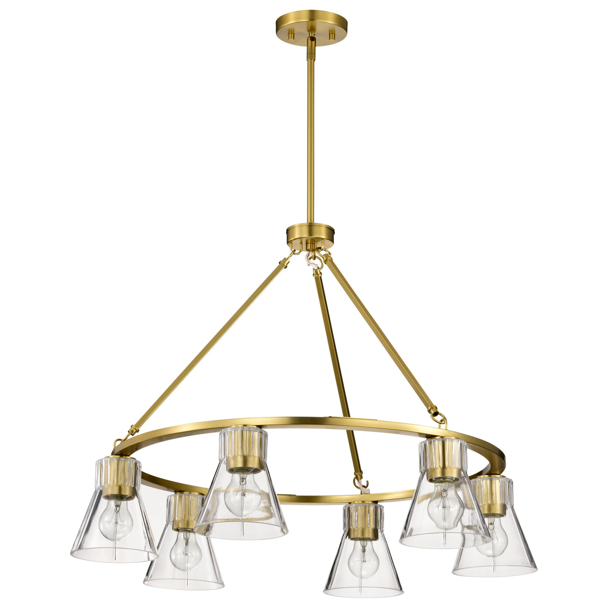 Nuvo 60-8345 Gianna, 6 Light Chandelier, Vintage Brass Finish