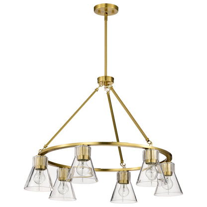 Nuvo 60-8345 Gianna, 6 Light Chandelier, Vintage Brass Finish