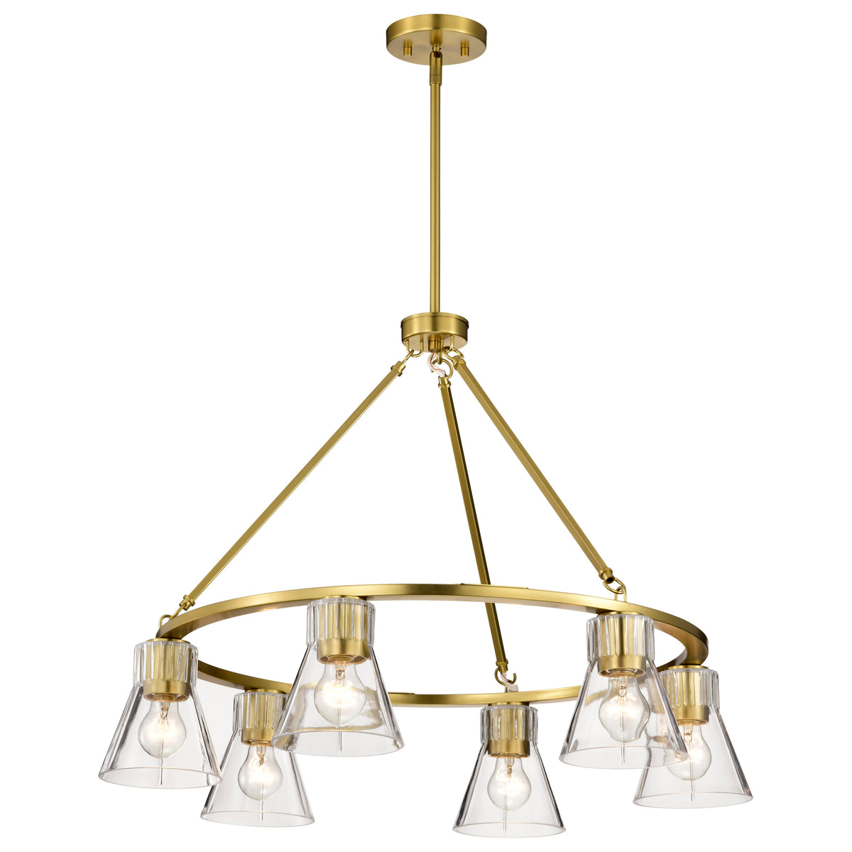 Nuvo 60-8345 Gianna, 6 Light Chandelier, Vintage Brass Finish