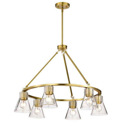 Nuvo 60-8345 Gianna, 6 Light Chandelier, Vintage Brass Finish