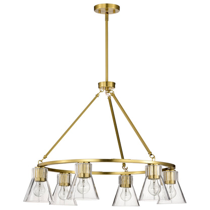 Nuvo 60-8345 Gianna, 6 Light Chandelier, Vintage Brass Finish