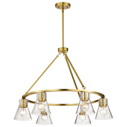 Nuvo 60-8345 Gianna, 6 Light Chandelier, Vintage Brass Finish